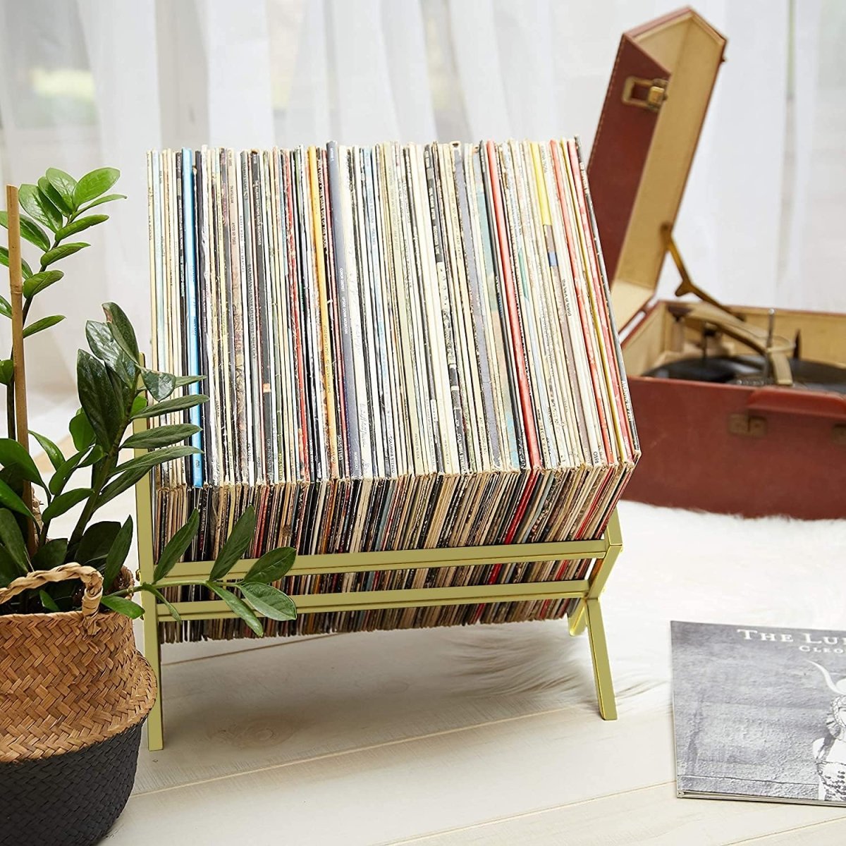 MODERN VINYL Record Holder - Gold Metal - 80 - 100 LP Storage - Modern Vinyl