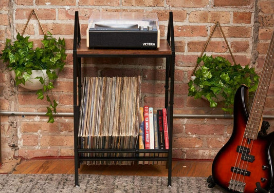 MODERN VINYL Record Holder - Matte Black Metal - 160 - 200 LP Storage, 1 Tier Stand - Modern Vinyl